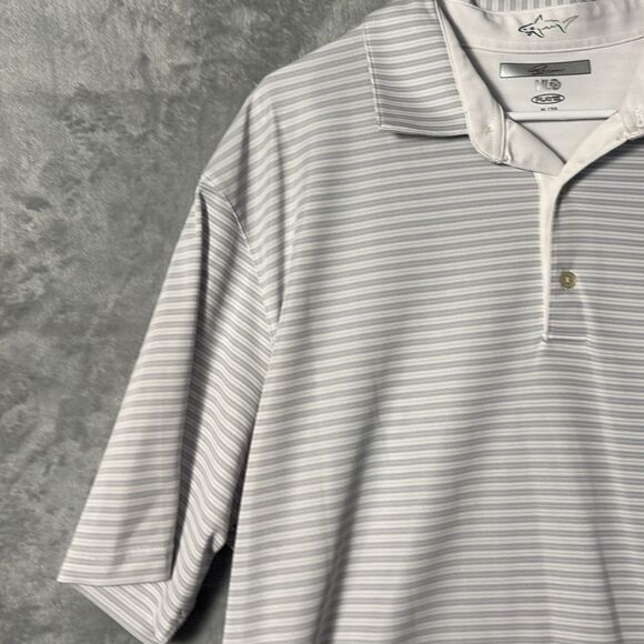 Greg Norman Gray Striped Short Sleeve Golf Polo Size XL - Picture 6 of 8